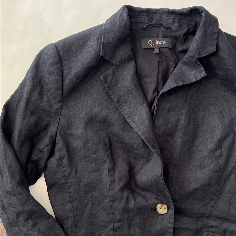 Quince 100% European Linen Structured Blazer in Black Size Small - Picture 3 of 6
